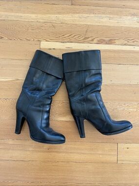 SIGERSON MORRISON Vero Cuoio Black Leather High-Heel Mid-Calf Boots size 7 1/2